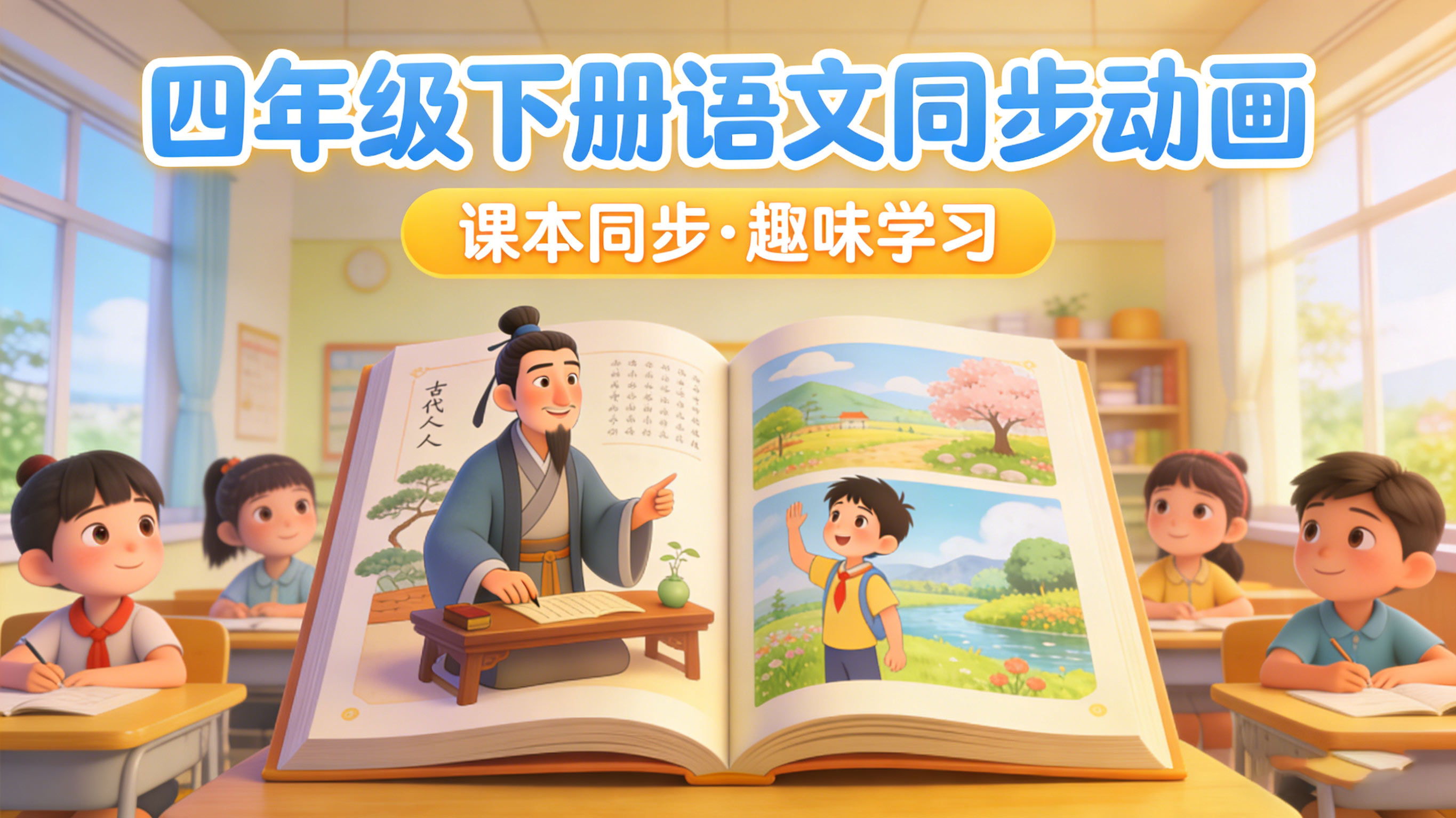 四年级下册语文课本同步动画